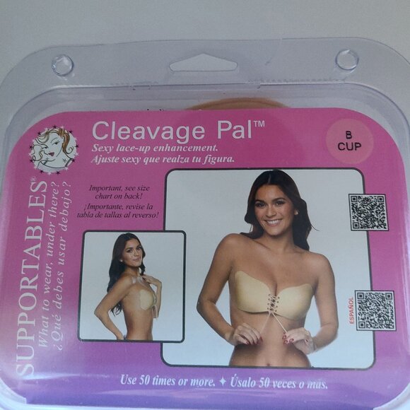 CLEAVAGE PAL LACE - UP BRA - BEIGE CUP SIZE "B" SEXY LACE-UP ENHANCEMENT - Picture 5 of 9